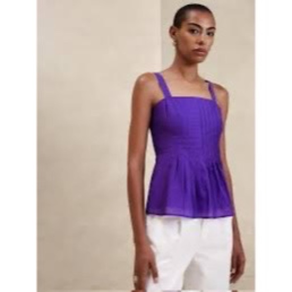 Banana Republic Tops - Banana Republic Sz 8 Pleated Purple Camisole Tank‎ Top Lined Back Zip Tencel